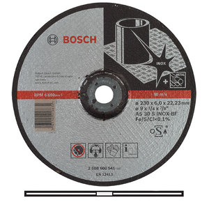 Шлифовальный круг для нержавеющей стали, Bosch 230 x 6,0 мм (2608600541)