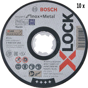 Круги отрезные Bosch X-Lock Standard for Inox 10 шт, 125x1,6 мм (2608619264)